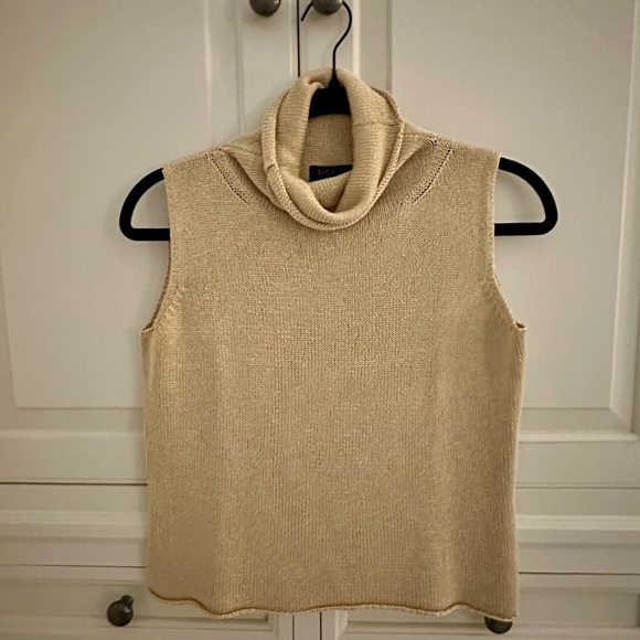 Sigrid Olsen Sleeveless Gold Beige Silk Tank top - Picture 3 of 6